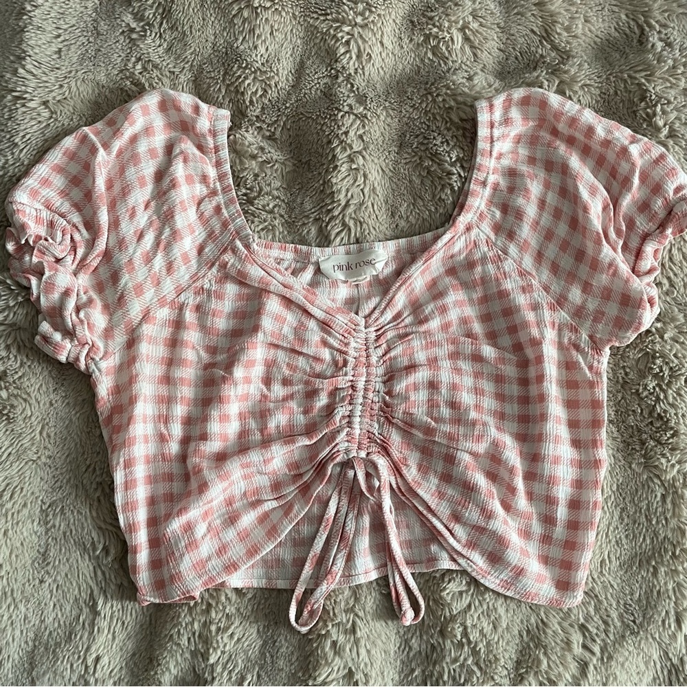 Gingham Blouse Crop Top - Picture 3 of 9